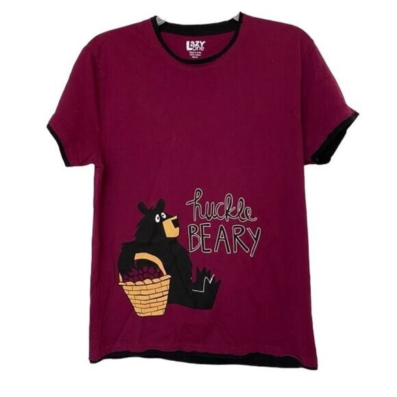 Lone One Other - Lazy One Beery Bear Huckle Beary Faux Layered Tee Berry Colored Size S